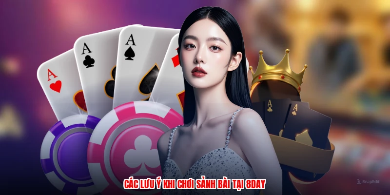 Các lưu ý khi chơi sảnh bài tại 8DAY